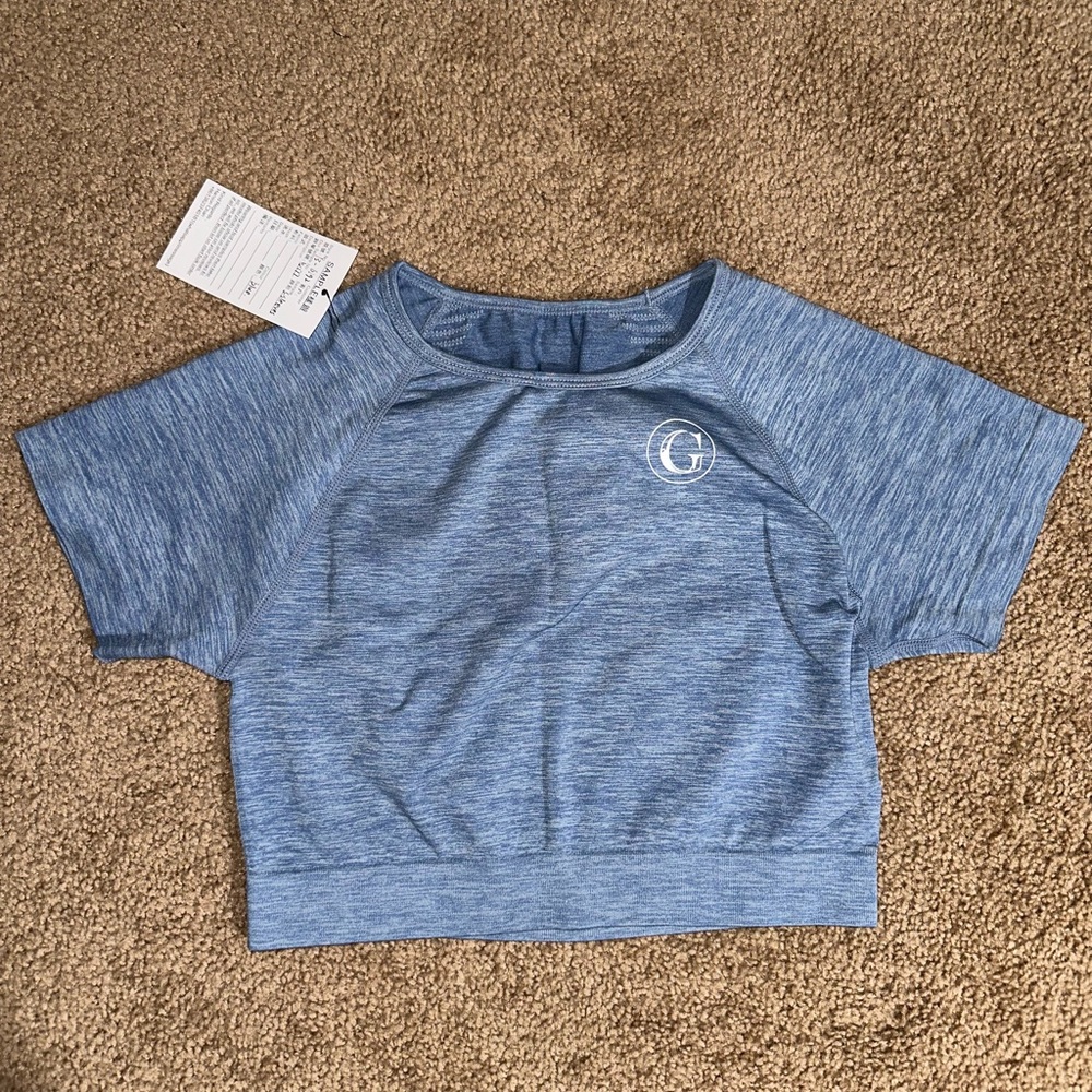 Athletic Style Crop Top-Blue